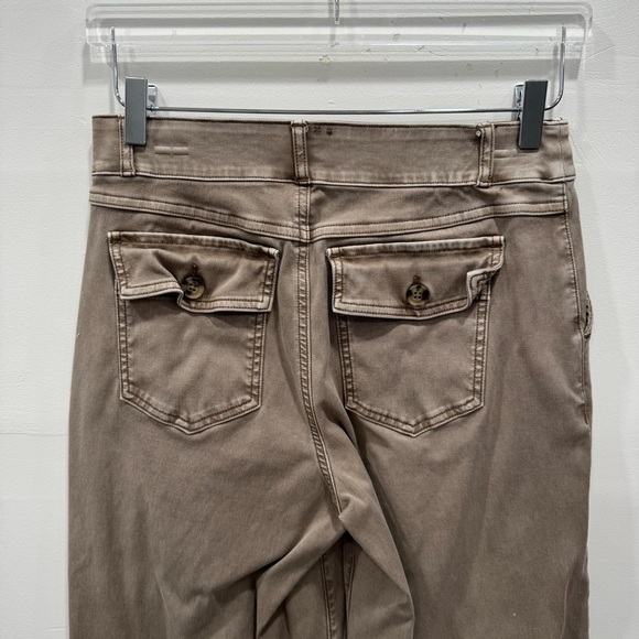 Spanx High Rise Stretch Twill Cropped Wide Leg Pants Tan Large - Picture 6 of 8